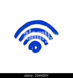 Hand drawing paint, brush drawing. Isolated on a white background. Doodle grunge style icon. Outline, line icon, cartoon illustration. Wi-Fi Icon Stock Vector