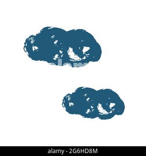 Clouds icon. Hand drawing paint, brush drawing. Isolated on a white background. Doodle grunge style icon. Cartoon illustration Stock Vector