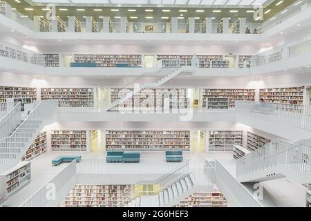 Stuttgart Public Library Interior (Stadtbibliothek Stuttgart) - Stuttgart, Germany Stock Photo