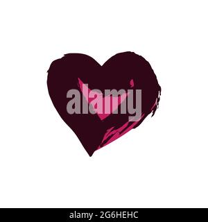 Heart, love icon. Sticker, pin. Hand drawing paint, brush drawing Isolated Grunge style icon Stock Vector
