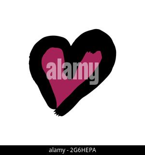 Romantic icon, heart. Hand drawing paint, brush drawing. Doodle grunge style icon. Sticker, pin Stock Vector
