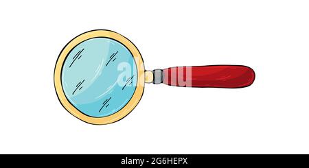 Medical icon. Vector illustration in hand draw style. Isolated on white background. Medical instrument. Loupe, magnifying glass Stock Vector