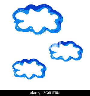 Hand drawing paint, brush drawing. Isolated on a white background. Doodle grunge style icon. Outline icon, cartoon illustration. Clouds icon Stock Vector