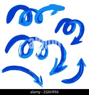 Hand drawing paint, brush drawing. Isolated on a white background. Doodle grunge style icon. Outline, cartoon illustration. Arrows icons Stock Vector
