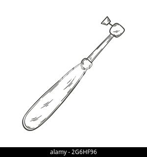 Contour Medical icon. Vector illustration in hand draw style. Image isolated on white background. Medical instrument. Device for polishing teeth Stock Vector