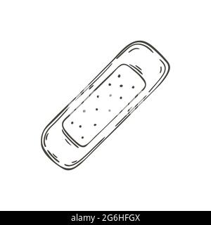 Contour Medical icon. Vector illustration in hand draw style. Image isolated on white background. Medical instrument. Patch Stock Vector