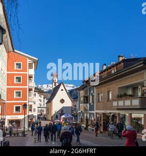 ORTISEI , VAL GARDENA,  SOUTH TYROL, ITALY - MARCH 26 : St. Antonio Chapel in Ortisei in Italy on March 26, 2016. Unidentified people Stock Photo