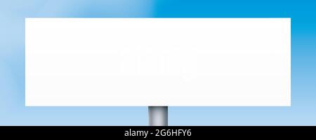 Wide billboard standing on a blue sky background. Vector mock-up of an advertising banner with copy space. Stock Vector
