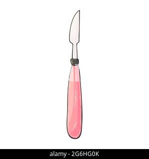 Medical icon. Vector illustration in hand draw style. Image isolated on white background. Medical instrument. Scalpel Stock Vector