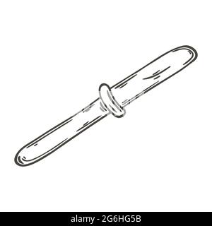 Contour Medical icon. Vector illustration in hand draw style. Image isolated on white background. Medical instrument. Pipette Stock Vector
