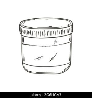 Contour Medical icon. Vector illustration in hand drawn style. Image isolated on white background. Medical instrument. Ointment Stock Vector