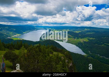 in the heights of the vallée de joux in the jura area in switzerland Stock Photo