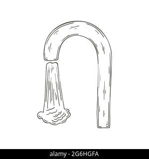 Contour Vector icon in hand draw style. Image isolated on white background. Bathroom and its components. Faucet with water, sink Stock Vector