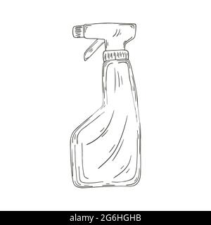 Contour Medical icon. Vector illustration in hand draw style. Isolated on white background. Medical instrument. Antiseptic, sanitizer spray Stock Vector