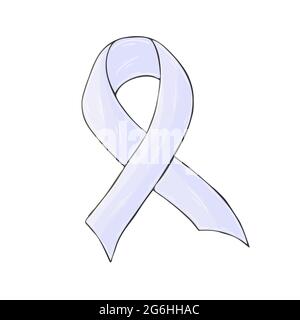 Vector icon in hand draw style. Image isolated on white background. Lavender ribbon. Epilepsy problem Stock Vector