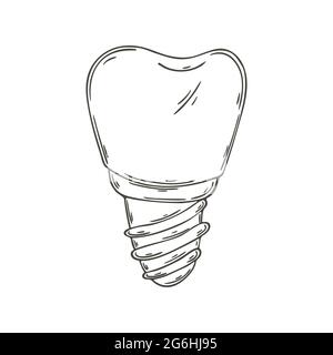 Contour Medical icon. Vector illustration in hand draw style. Image isolated on white background. Medical instrument. Denture Stock Vector
