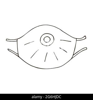 Contour Medical icon. Vector illustration in hand draw style. Isolated on white background. Medical tools. Respirator Stock Vector