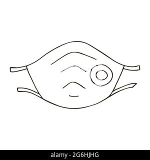 Contour Medical icon. Vector illustration in hand draw style. Image isolated on white background. Medical tools. Respirator Stock Vector