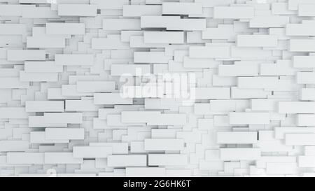 Abstract background with white bricks n the wall. 3D illustration Stock Photo