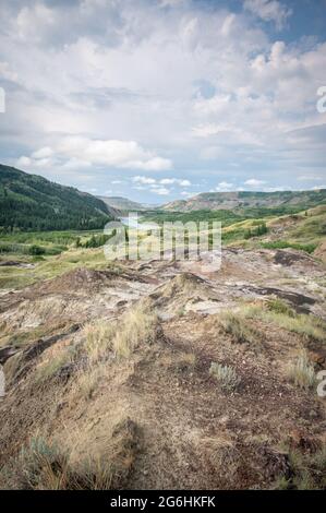 View at Dry Island Buffalo Jump, a traditional site for the indigenous buffalo hunt. Stock Photo