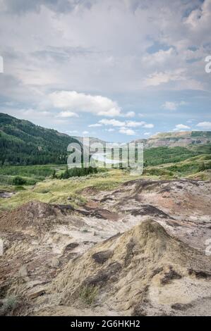 View at Dry Island Buffalo Jump, a traditional site for the indigenous buffalo hunt. Stock Photo