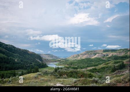 View at Dry Island Buffalo Jump, a traditional site for the indigenous buffalo hunt. Stock Photo