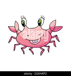 Crab. Marine theme icon in hand draw style. Cute childish illustration of sea life. Icon, badge, sticker, print for clothes Stock Vector