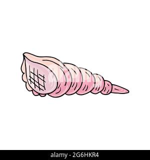 Nice shell. Marine theme icon in hand draw style. Cute childish illustration of sea life. Icon, badge, sticker, print for clothes Stock Vector