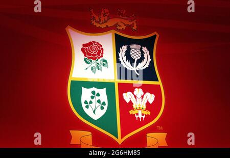 File photo dated 30-04-2013 of a British and Irish Lions tour badge. Issue date: Friday June 25, 2021. Issue date: Tuesday July 6, 2021. Stock Photo