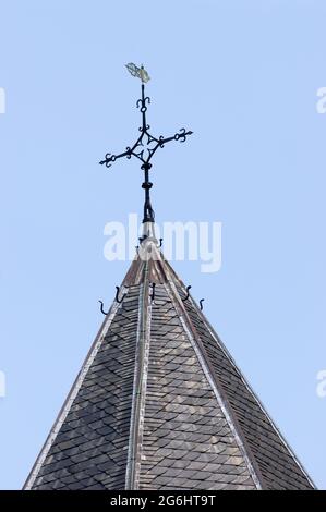 Closeup of the top of the tower of the Saint Nicholas chapel at the Valkhof park, Nijmegen, Netherlands Stock Photo