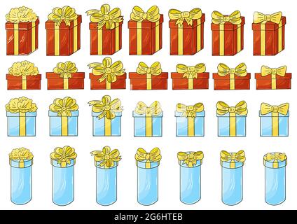 Set of gifts in hand draw style. Collection of cute vector illustrations for your design Stock Vector