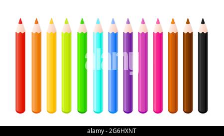 Vector illustration set of bright color pencils. Stock Vector