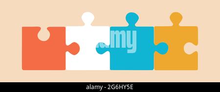 Parts of multicolored puzzle. Vector isolated illustration. Stock Vector