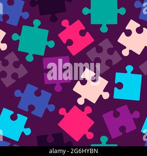 Multicolor puzzles. Vector seamless pattern for print, textile, paper. Flat trending design. Stock Vector