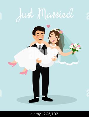 Happy Wedding Bride Groom Couple Engagement Cartoon Illustration Stock  Vector Image & Art - Alamy