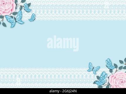 Light blue vintage lacy background. Stock Vector