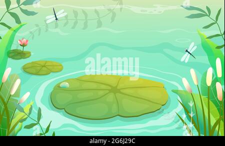 Pond or Swamp Nature Background Stock Vector