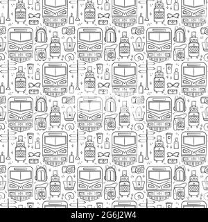 Cartoon cute Artist supplies seamless pattern. Colorful detailed, with lots  of objects Art background. Endless funny illustration Stock Vector Image &  Art - Alamy