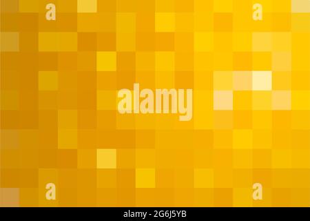 Abstract pixel yellow background. Gold geometric texture from squares. Vector pattern of square yellow pixels Stock Vector