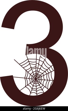 Number 3  with spider web icon design template vector illustration Stock Vector