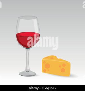 Cheese and wine delicious concept isolated on white Stock Vector