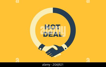 Hot deal concept with handshake isolated on white Stock Vector