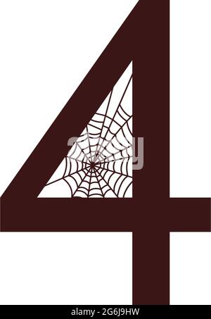 Number 4  with spider web icon design template vector illustration Stock Vector