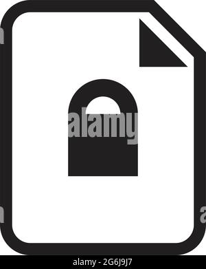 Secured document icon vector with lock file for business application data and finance in a outline glyph pictogram illustration Stock Vector