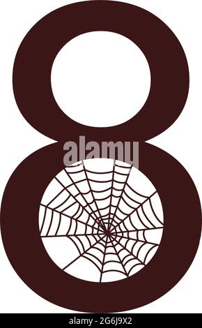 Number 8  with spider web icon design template vector illustration Stock Vector