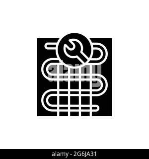 Repair underfloor heating color line icon. Handyman service. Isolated vector element. Outline pictogram for web page, mobile app, promo Stock Vector