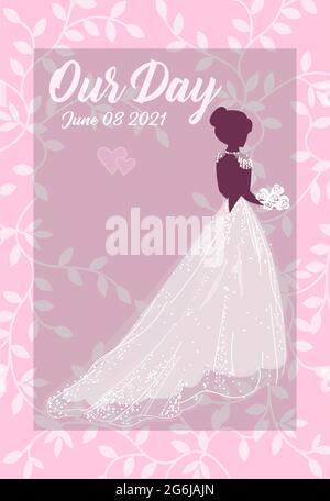 Silhouette of a beautiful bride in a wedding dress. Vector illustration. Background Stock Vector