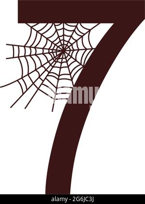 Number 7  with spider web icon design template vector illustration Stock Vector