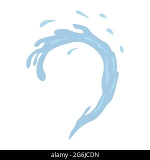 Blue wave and water spray, wavy symbols of nature in vector illustrations of movement Stock Vector