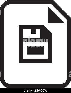 Save document icon vector with saving file symbol for business application data and finance in a outline glyph pictogram illustration Stock Vector